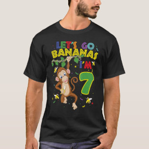Kinder aap 7th Birthday Zoo Laten we Bananas gaan T-shirt