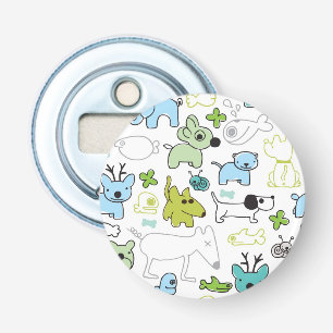 kinder achtergrondpatroon van dieren button flesopener