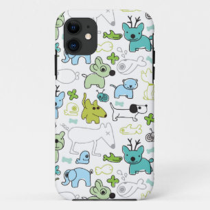 kinder achtergrondpatroon van dieren iPhone 11 hoesje