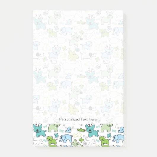 kinder achtergrondpatroon van dieren post-it® notes (Voorkant)