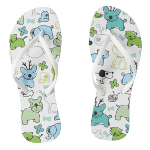 kinder achtergrondpatroon van dieren teenslippers