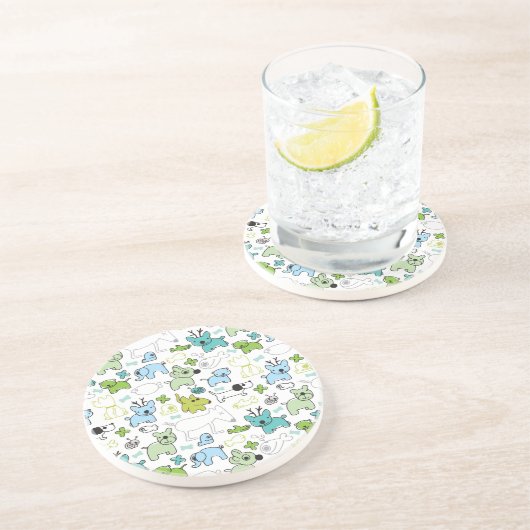 kinder achtergrondpatroon van dieren zandsteen onderzetter (Zijkant)