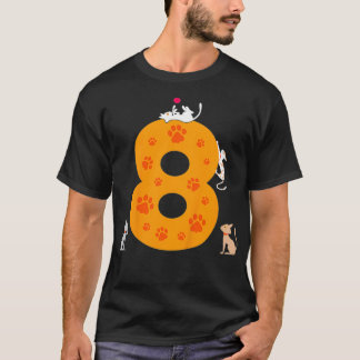 Kinder achtste verjaardag meisje katten die 8 jaar t-shirt