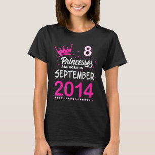 Kinder achtste verjaardag roze prinsessen worden g t-shirt
