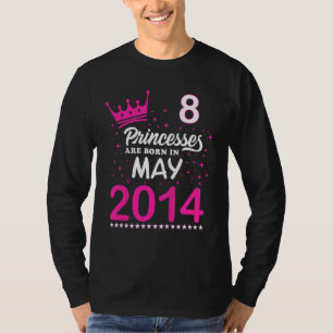 Kinder achtste verjaardag roze prinsessen worden g t-shirt