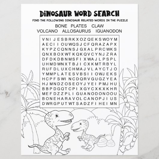 Kinder activiteit Dinosaur Puzzle Word Search (Voorkant)