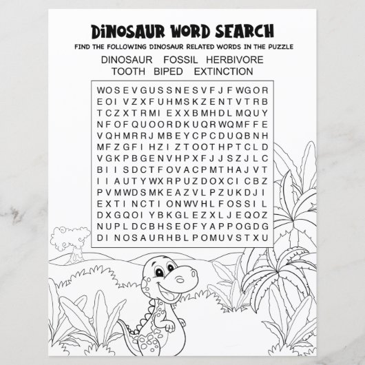 Kinder activiteit Dinosaur Puzzle Word Search (Voorkant)
