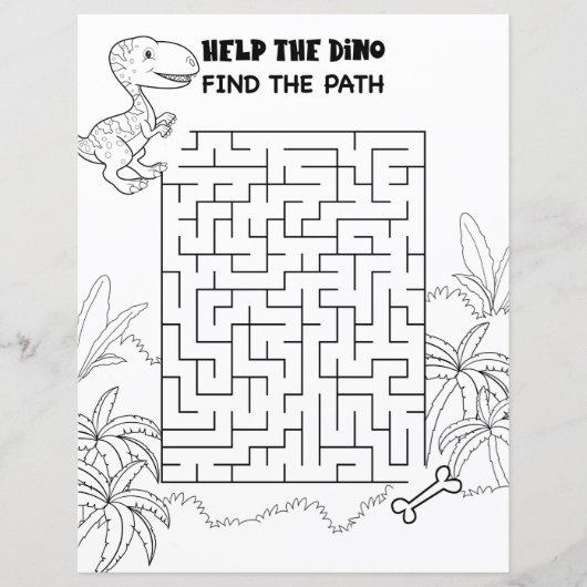 Kinder activiteit T-Rex Dinosaur Maze Fun Puzzle (Voorkant)