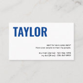 Kinder afspeeldatum afspeeldatum afspeeldatum meis visitekaartje (Voorkant)