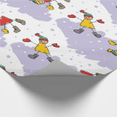 Kinder afspelen in sneeuwpakpapier cadeaupapier (Hoek)