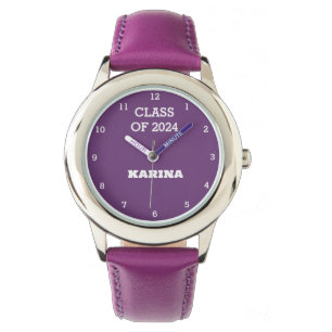 Kinder Afstudeerder Meisje Paarse Afstuderen Naam  Horloge