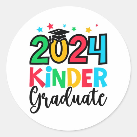 Kinder Afstuderen Kleuterschool 2024 Afstuderen Ca Ronde Sticker (Voorkant)