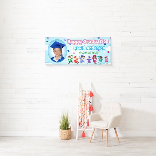 Kinder Afstuderen Tossing Graduation Caps Schattig Spandoek (Insitu)
