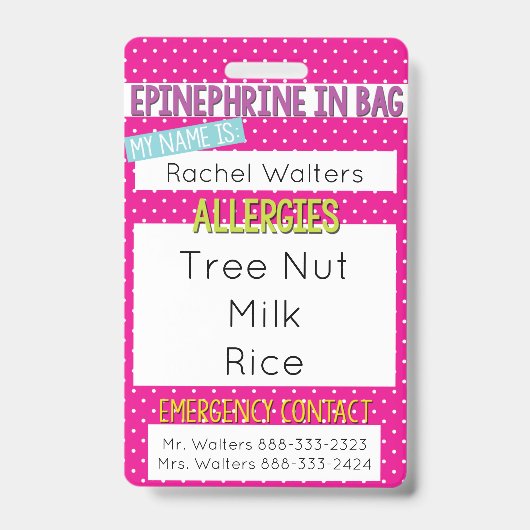 Kinder alarm voor allergie badge (Front)