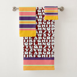 Kinder alfabet regenboog strepen bruin bad handdoek