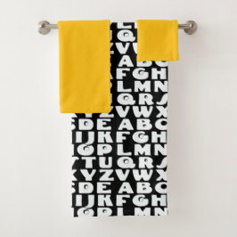 Kinder alfabet zwart geel bad handdoek