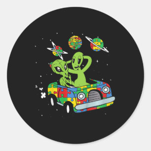 Kinder alien ruimte autisme bewustzijn jongens mei ronde sticker