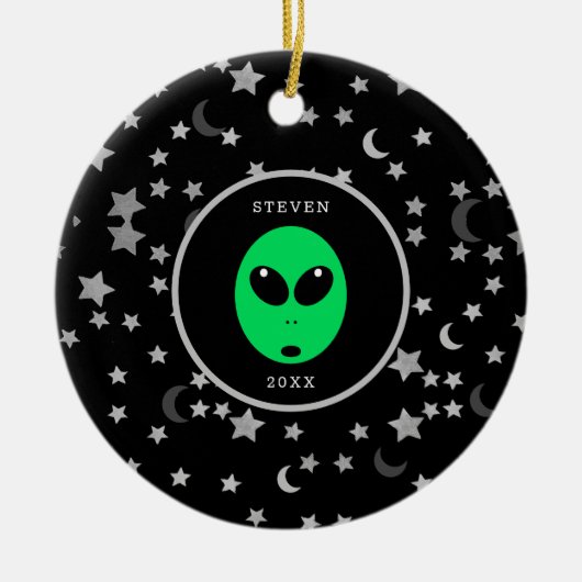 Kinder Alien Space Galaxy, speciaal kerstfeest Keramisch Ornament (Voorkant)