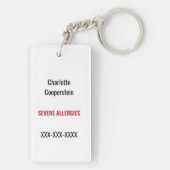 Kinder Allergie Alert Epinefrine Inside Emergency Sleutelhanger (achterkant)