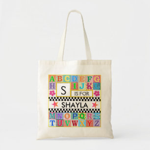 Kinder Alphabet Art School Pink Star Tote Bag