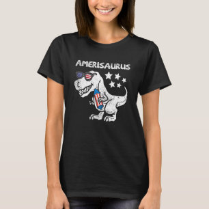 Kinder Amerisaurus Trex dinosaurus 4 juli patriot T-shirt