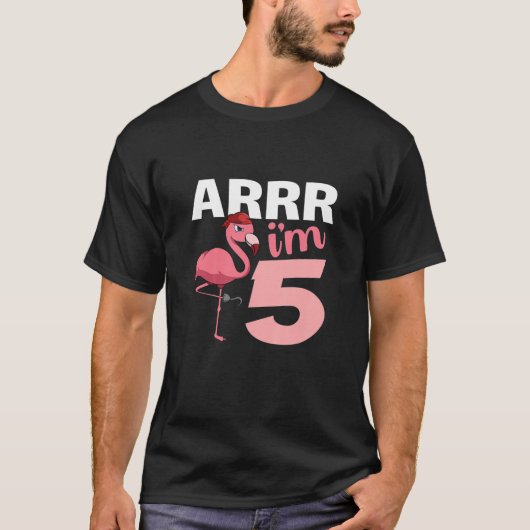 Kinder Arrr ik ben vijf jaar oud Flamingo Pirate 5 T-shirt (Voorkant)