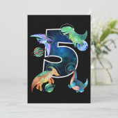 Kinder astronaut buitenruimte dinosaurussen 5e ver save the date (Staand voorkant)
