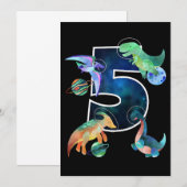 Kinder astronaut buitenruimte dinosaurussen 5e ver save the date (Voorkant / Achterkant)