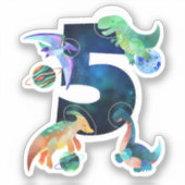 Kinder astronaut buitenruimte dinosaurussen 5e ver sticker (Voorkant)