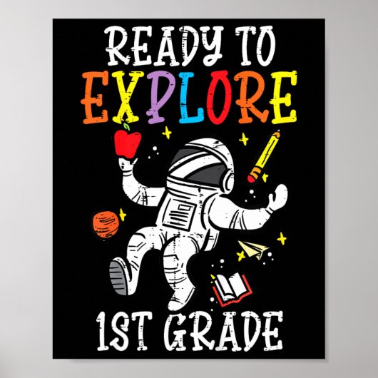 Kinder astronaut die klaar is om 1e graad 1e te on poster (Voorkant)