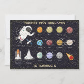 Kinder Astronaut Solar System Monogram 5e verjaard Kaart (Voorkant)