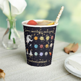 Kinder Astronaut Solar System Monogram Glitter Sta Papieren Bekers
