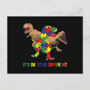 Kinder Autism Awareness Ribbon T-Rex Dino Dinosaur Briefkaart