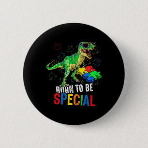 Kinder Autisme Awareness Dino Autistic Toddler Boy Ronde Button 5,7 Cm