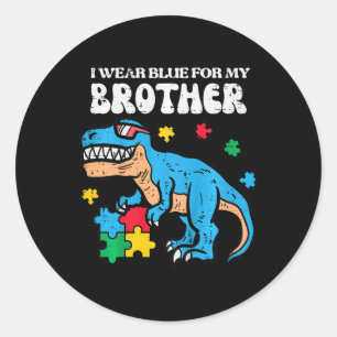 Kinder Autisme Bewustzijn Blauw Voor Mijn Broer Tr Ronde Sticker