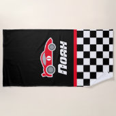 Kinder auto rood geruite vlag genaamd strandlakens (Voorkant)