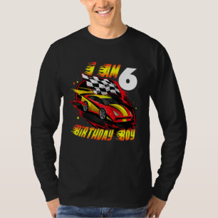 Kinder autocoureur Ik ben 6 jaar oud 6e verjaardag T-shirt