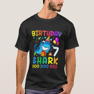 Kinder Baby Cute Shark Birthday Boy 7 Year Old Gif T-shirt