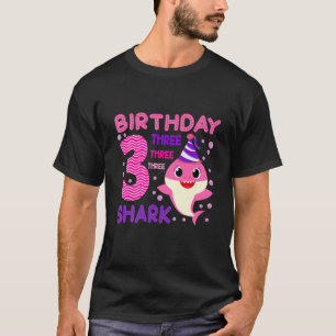 Kinder Baby Haaien 3 jaar Oude 3-jarige verjaardag T-shirt