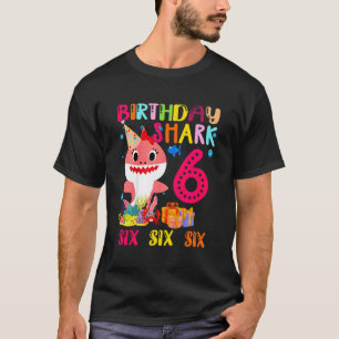 Kinder Baby Leuke Roze Haai 6e Verjaardag 6 Jaar O T-shirt