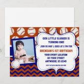 Kinder Baseball Photo Birthday Uitnodiging (Voorkant / Achterkant)