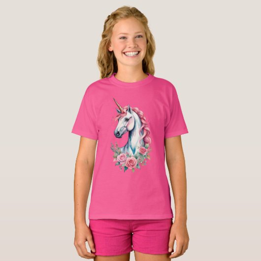 Kinder Basic T-Shirt pinkunicorn (Voorkant volledig)