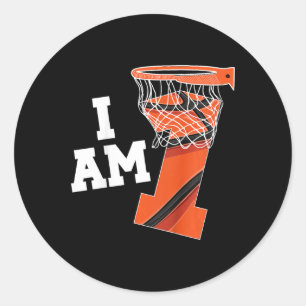 Kinder basketbal 1e verjaardagsjongen een jaar oud ronde sticker