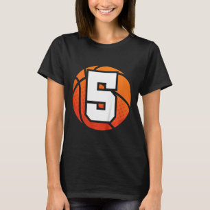 Kinder basketbal Verjaardag 5 Nummer Vijf Jaar Oud T-shirt