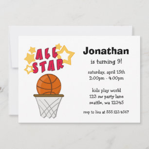 Kinder Basketball Alle Star Birthday Party Invitat Kaart
