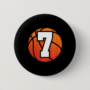 Kinder Basketball Birthday 7 Nummer zeven jaar oud Ronde Button 5,7 Cm