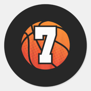Kinder Basketball Birthday 7 Nummer zeven jaar oud Ronde Sticker