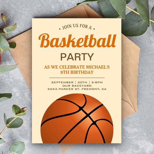 Kinder Basketball Birthday Party Kaart