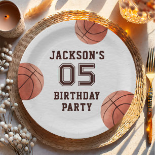 Kinder Basketball Waterverf Birthday Party Papieren Bordje
