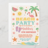 Kinder Beach Bash Verjaardag Uitnodiging & Decor (Voorkant / Achterkant)
